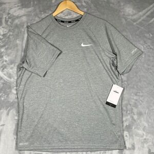 Nike Swim UPF 40+ Dri-FIT Rash Guard T-Shirt Grey Men's 2Large NESSA589 NEW